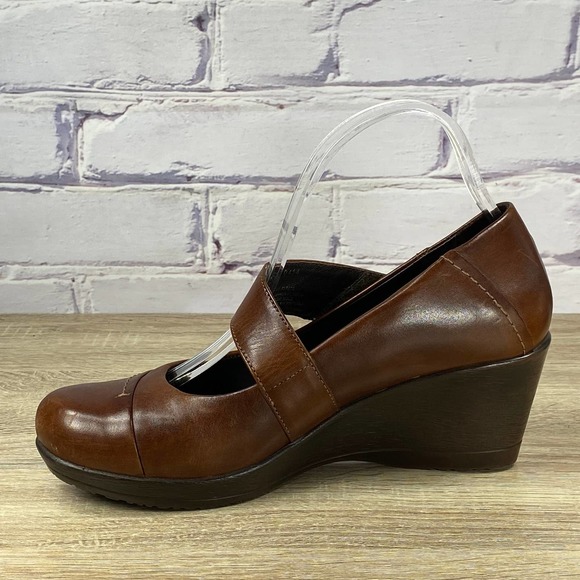Dansko Fanny Brown Leather Mary Jane Wedge Heel Shoes 40 - Picture 6 of 9
